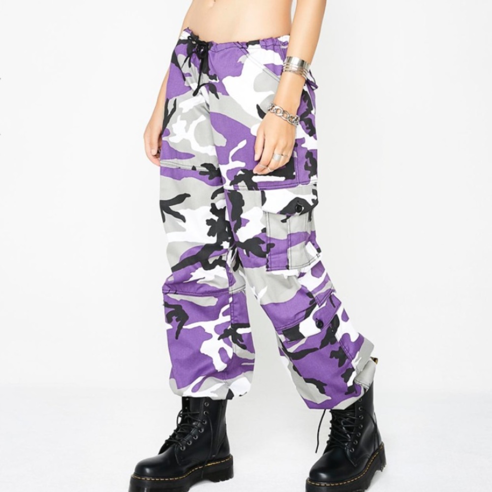Dolls Kill SIZURP ARMY BRAT CARGO PANTS PURPLE